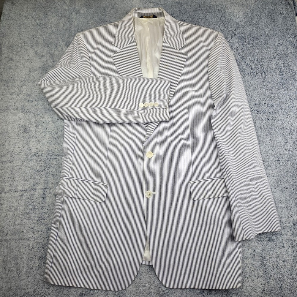 Brooks Brothers 346 Seersucker Blazer Mens 42R Sport Coat Striped Cotton Jacket